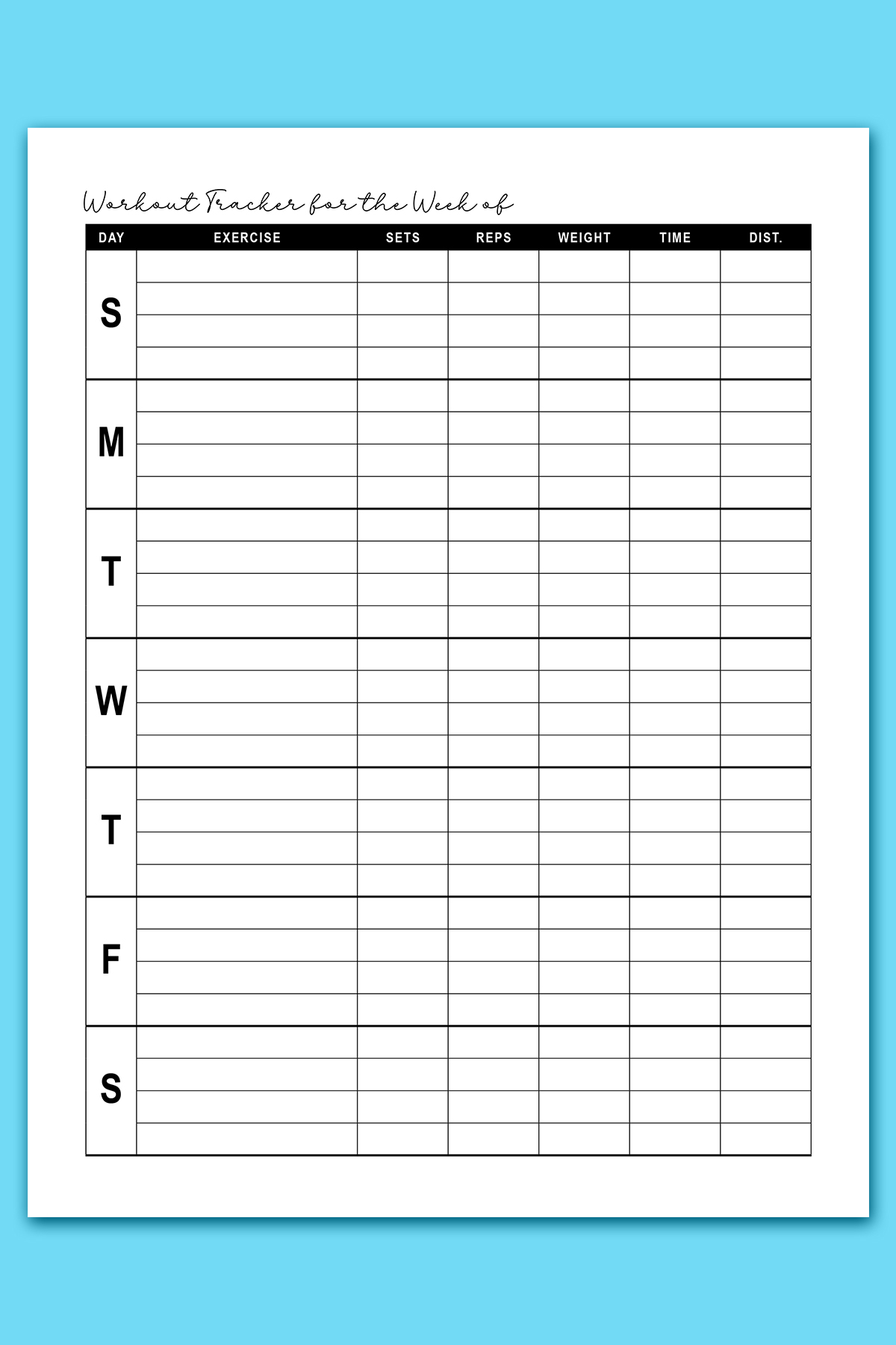 free workout log printable sheets: daily, weekly, & monthly